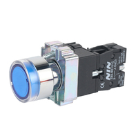 Tombol Tekan NIN 22mm Self-Resetting Full Illuminated Head Toggle Hijau Momentary Push Button LED 1NC 1NO Terminal Sekrup IP65 Tahan Air 10A