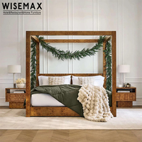 WISEMAX FURNITURE Table de chevet en bois massif avec placage de ronce Table de chevet pour salon Canapés de salon Armoire d'angle carrée avec tiroir