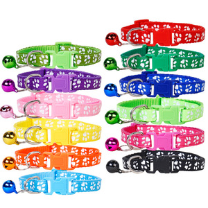 <span class=keywords><strong>Collier</strong></span> pour animaux de compagnie en polyester avec motif de patte de chien et clochette, réglable pour chiens et chats, <span class=keywords><strong>collier</strong></span> festif pour les fêtes - Product Image 1