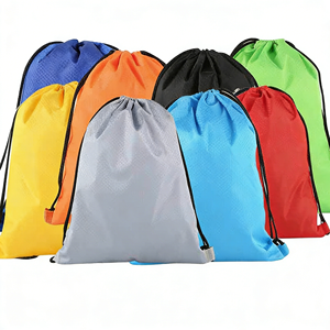 Eco-friendly Customized Promotion Thick <b>Drawstring</b> <b>Backpack</b> Portable Waterproof Sports Gym Polyester Bag with Shoulder Striped - Product Image 2