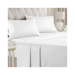 plain Comfy Breathable Cooling Sheets - Hotel Luxury Bed Sheets Extra Soft & Wrinkle Free -4 Piece White Bed Sheet Set