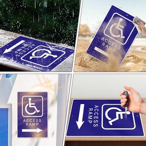 Panneau de rampe d'accès pour handicapés personnalisé Panneau de signalisation étanche à flèche droite <span class=keywords><strong>Symbole</strong></span> d'accessibilité Panneaux pour fauteuils roulants - Product Image 5