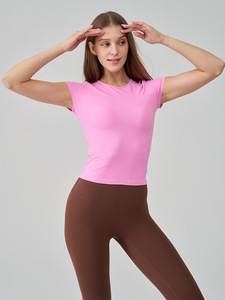 Camiseta Deportiva de Manga Corta para Mujer, Estilo <span class=keywords><strong>SNU</strong></span> Naked Feel, Ajustada, Moldea la Figura, de Secado Rápido y Transpirable para Yoga - Product Image 4