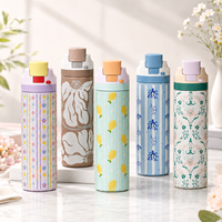 Bouteille d'eau isotherme personnalisée avec logo, en acier inoxydable 18/8, double paroi, anti-fuite, avec couvercle à bouton-poussoir et large ouverture