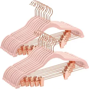 CLASSIC Modern Factory Wholesale Non Slip Plastic Flocked Velvet Hangers For Clothes And Coat Velvet Hanger