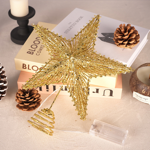 Étoile de Noël pour le sommet de l'arbre, étoile à cinq branches, décorations lumineuses suspendues - Product Image 1