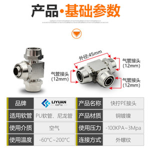 ข้อต่อลิ่ยวนแบบลมชนิดที  ทองแดง ขนาด 4 6 8 10 12 มม.  แบบแรงดันสูง - Product Image 4