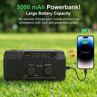 Radio de Supervivencia Recargable Portátil AM FM con Luz de Lectura y Alarma SOS de Alta Capacidad de 5000 mAh, Resistente al Agua IPX3