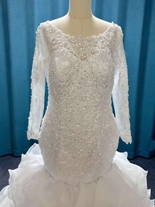 Factory Price 2025 Luxury New African <b>Wedding</b> <b>Dress</b> Modern <b>Long</b> <b>Sleeve</b> Beaded Lace Bridal Gown with Flower Applique Decoration - Product Image 4