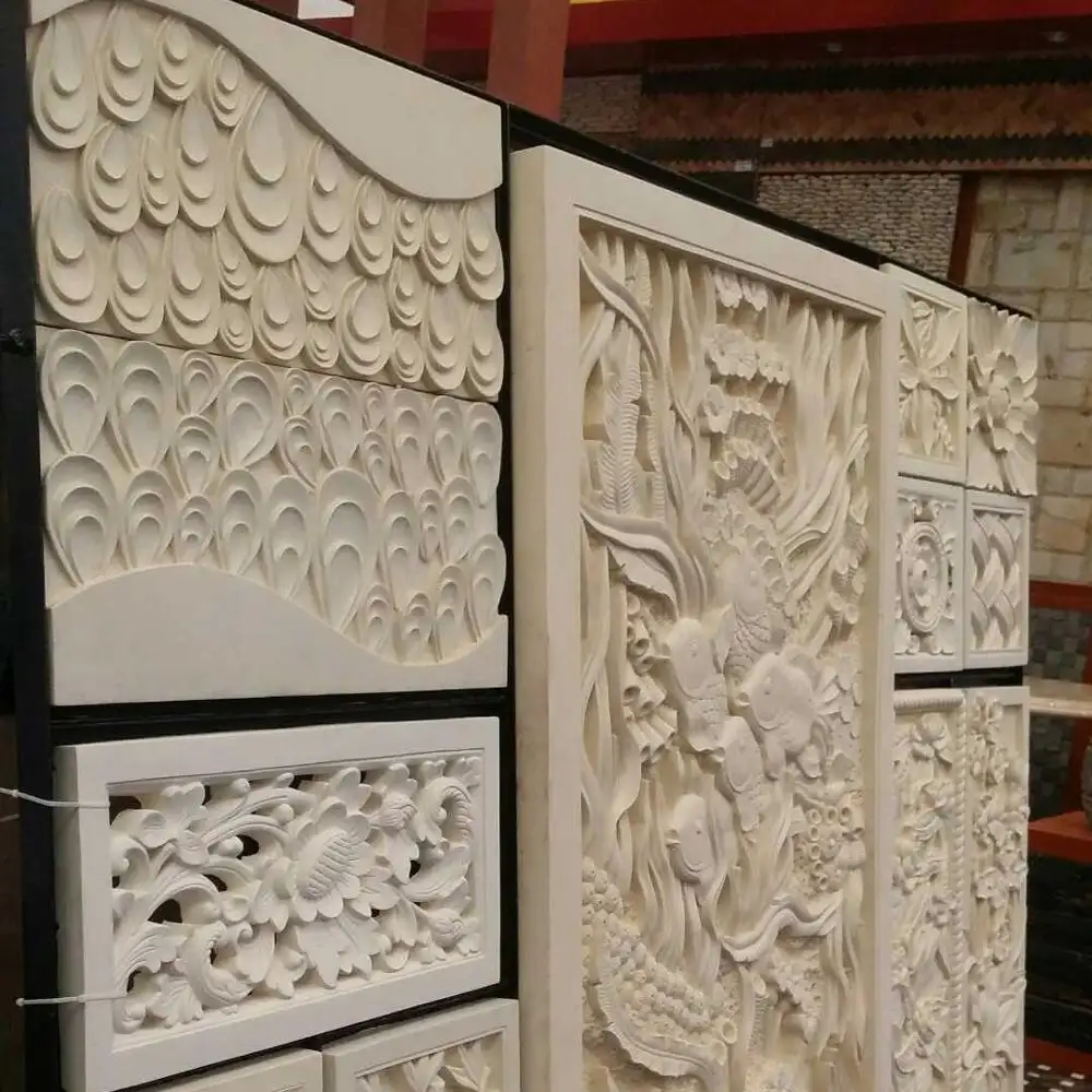 CNC Decorazione Della Parete di Pietra Artificiale Pannello Bianco A Getto D'acqua 3D Mosaico di Marmo