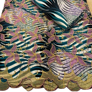 Nouveau modèle de tissu Ankara <span class=keywords><strong>en</strong></span> coton peigné brodé africain, style imprimé wax, 100 % coton, avec sequins, pour filles et garçons, poids moyen - Product Image 1