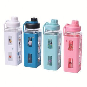 Botella de agua Kawaii Pastel de 700/900 ml con pajita, taza de plástico para viaje, té, jugo, leche, portátil, linda, para regalo. - Product Image 1