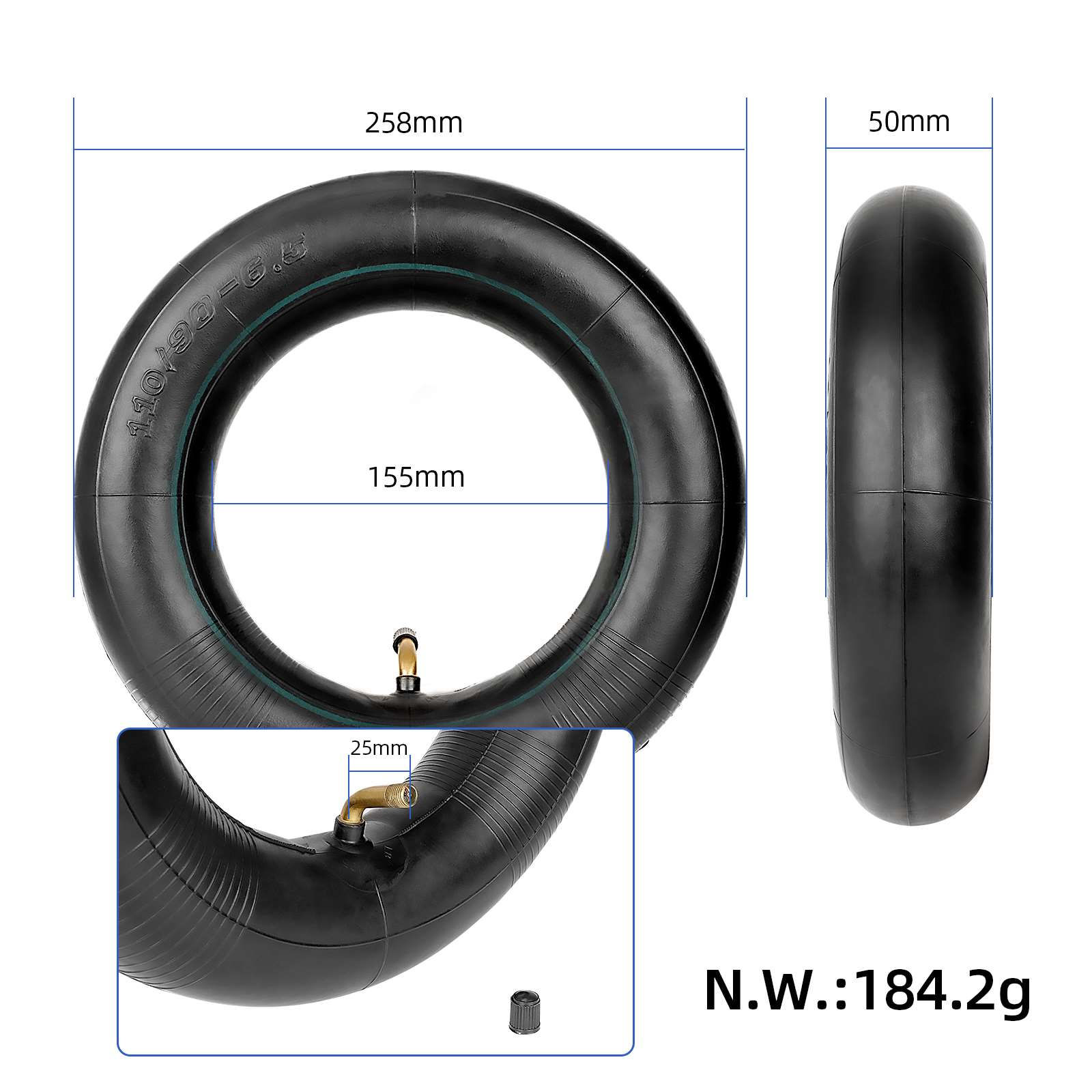 ยางใน 90/65-6.5 110/50-6.5 และวาล์วโค้ง 90 องศา
