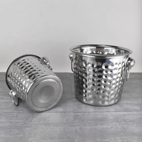 Seau à vin isotherme haut de gamme en métal pour bar à domicile, en acier inoxydable à double paroi sous vide, personnalisable, avec couvercle et pinces, pour champagne et vin