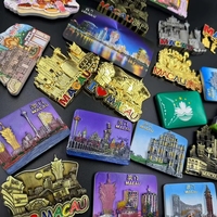 Ensemble d'aimants de réfrigérateur souvenirs de Macao, motif 3D des monuments emblématiques, décoration de réfrigérateur pour cadeaux de voyage