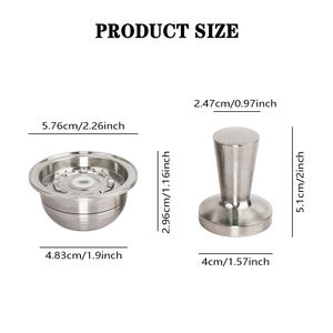1Pod 1Tamper Set <span class=keywords><strong>Capsule</strong></span> Réutilisable en Acier Inoxydable avec Filtre à Café Compatible avec les Cafetières VERTUOLINE - Product Image 3