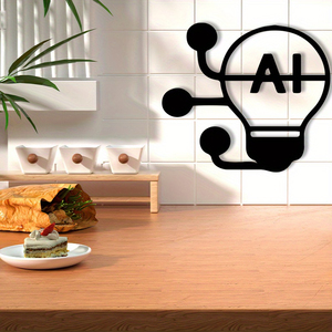 Décoration murale en acier inoxydable thermolaqué sur le thème de l'IA, symbole 'A' <span class=keywords><strong>AlphaBeta</strong></span>/Porte AND, pour anniversaire - Taille personnalisable, cadeau d'art technologique - Product Image 4