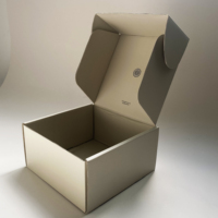 Boîte d'emballage en carton ondulé beige haut de gamme écologique, rigide, avec laminage mat, boîte d'expédition robuste