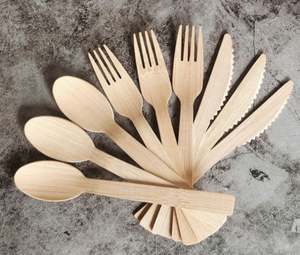 100% Cuchara de madera natural Desechable Grado alimenticio Premium Bambú Tenedores Cucharas Cuchillos - Product Image 6