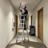 Échelle pliante domestique double usage 5+6 marches de qualité supérieure, avec marches antidérapantes élargies, capacité 330 lbs, certifiée EN 131, pour supermarché et escalier