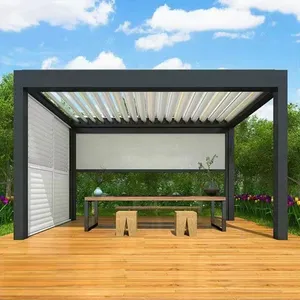 太阳能凉棚系统太阳能电池电动防水铝花园凉棚