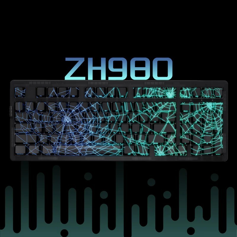 ZORNHER ZH980 スパイダーネットキーカップ 透明メカニカルキーボード