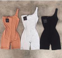 Logo Kustom Tidak Ada MOQ Seksi Bodycon Satu Bahu Jumpsuit Korset Baju Wanita One Piece Bodysuit