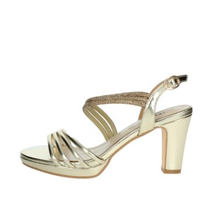 Sandali con tacco CN2011 in oro da donna con chiusura a punta alla moda stile gladiatore con plateau - Product Image 1