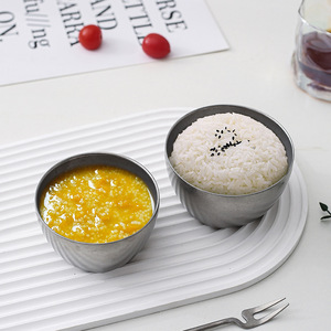 Ciotola retrò grigio neve 304 acciaio inossidabile ciotole per zuppa di riso Set industriale vecchie stoviglie isolanti piatti di frutta a doppio strato - Product Image 4