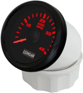Jauge de tachymètre de <span class=keywords><strong>moteur</strong></span> Diesel de 52mm avec <span class=keywords><strong>compteur</strong></span> <span class=keywords><strong>d</strong></span>'heures 4000 tr/min 12V/24V rétro-éclairage rouge fournitures marines pour camions et Piston RVs - Product Image 2