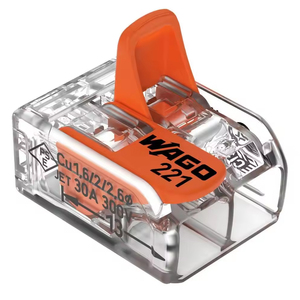 ขั้วต่อสายไฟแบบสปริงอุตสาหกรรม Wagos รุ่น <span class=keywords><strong>221</strong></span>-<span class=keywords><strong>412</strong></span> สำหรับสายไฟขนาด 2.5-4 มม.² สำหรับสายทองแดงผสม ทนไฟ ใช้กับไฟ LED ในงานติดตั้งโคมไฟ - Product Image 1
