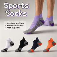 Chaussettes de sport de course à pied personnalisées en polyester respirant, anti-humidité, avec soutien de la voûte plantaire, amorti et antidérapantes