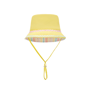 Venta al por mayor niños algodón verano al aire libre a prueba de viento cuerda cubo sombrero pescador sombrero - Product Image 5