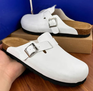 Outdoor Flat <b>Sandal</b> Mules Clog Real Leather Suede Women's Cork Foot Bed Solid Clog - Product Image 3