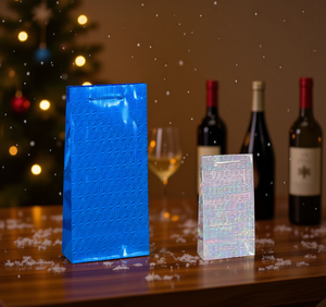 Borsa per Vino con Motivo a Fiocco di Neve, 7 Pollici, in Plastica, Elegante Confezione Regalo - Product Image 2