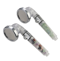 Pommeau de Douche Portable en Pierres de Cristal Naturelles, 3 Fonctions : Haute Pression, Économie d'Eau, Jet Massant et Pluie