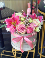 Boîte à fleurs ronde noire en carton mat avec couvercle, personnalisée, grande taille, avec logo doré, pour emballage floral de roses