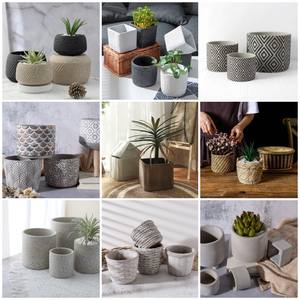 Maceta pequeña de cemento pintada a mano <span class=keywords><strong>con</strong></span> cara creativa, <span class=keywords><strong>macetas</strong></span> de escritorio de estilo americano, maceta de flor de planta verde suculenta - Product Image 5