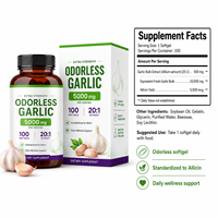 Gélules d'ail inodores testées en laboratoire 500mg Extrait 20:1 5000mcg d'allicine Stimulant immunitaire et soutien cardiaque Marque privée 100 gélules