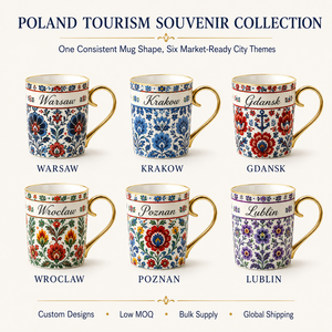 Taza de Cerámica de Recuerdo de Polonia, <span class=keywords><strong>Europa</strong></span>, Diseño Floral de Arte Popular, Taza de Café Personalizada, Fabricante de Regalos, OEM, ODM, Venta al Por Mayor - Product Image 5