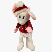 Nouveau design : Sac en peluche souris en coton PP, vêtu de vêtements rouges et d'un chapeau de Noël, adorable sac à bonbons en tissu