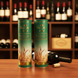 Tubo de Embalaje para Botellas de Vino y Whisky <span class=keywords><strong>con</strong></span> Logotipo Personalizado, <span class=keywords><strong>Tapa</strong></span> Metálica, Estampado en Lámina Dorada, Contenedor de Cartón - Product Image 1
