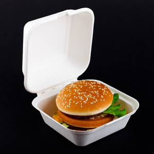 Biodegradable Takeaway Take Away Pizza Hamburger Burger Bento Meal Fast Food Packing Paper Pulp Sugarcane Bagasse Lunch Box