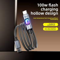 Câble de charge rapide USB-C vers USB-C 100W 5A, tressé en nylon, avec lumière respirante, pour téléphones et tablettes Android