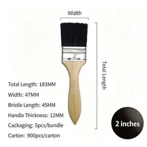 Pinceau plat en filament PET de qualité industrielle avec manche en bois pour bricolage, vente directe usine, OEM, pour polissage et peinture murale - Product Image 1