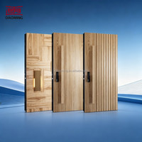 Puerta Principal de Entrada de Villa Moderna Grande con Diseño Personalizado y Tallado 3D, Puertas Pivotantes de Madera Sólida