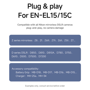 แบตเตอรี่แพ็คแบบชาร์จเร็ว Type-C EN-EL15/15C ใช้ได้กับ Z8/Z7I/Z7/Z6I11 <span class=keywords><strong>Z6ll</strong></span>/Z6/Z5Il และรุ่นอื่นๆ - มีสินค้าในสต็อก - Product Image 3