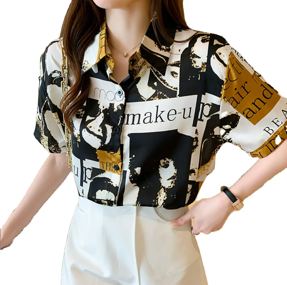 Camicie a maniche corte da donna stampate estive 3 D stile coreano