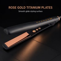 Lisseur électrique GLADAY 1 pouce 2-en-1 en titane or rose avec LED, chauffage rapide PTC, protection anti-arrêt automatique, 230°C