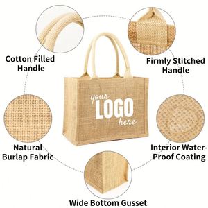 Sac de plage en jute résistant, écologique, laminé, personnalisé avec logo imprimé - Product Image 3
